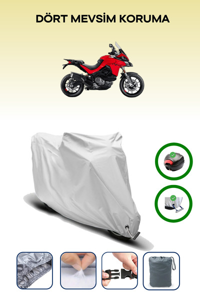 Breen حقيبة خلفية رمادية اللون ومتوافقة مع قماش المحرك المتوافق مع دوكاتي مولتيسترادا V2