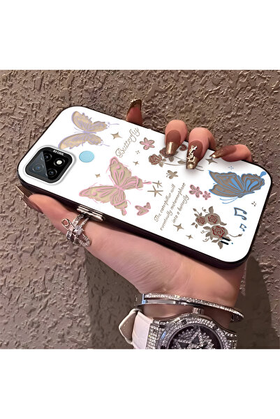 Hontinga حافظة هاتف متوافقة مع هاتف Realme C21، حافظة على شكل فراشة مضادة للص...