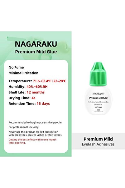 NAGARAKU İpek kirpik yapıştırıcısı premium hafif tutkal yeşil kapak kuruma sü...