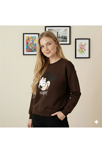 FAVORİST Oversize Micky Oops Crew Neck Sweatshirt