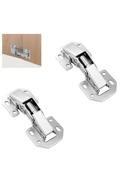 MegaVitrin 2 قطعة مفصلات خزانة أثاث بدون ثقوب بزاوية 90 درجة |   مجموعة مفصلات معدنية ذاتية التثبيت بدون فتحات