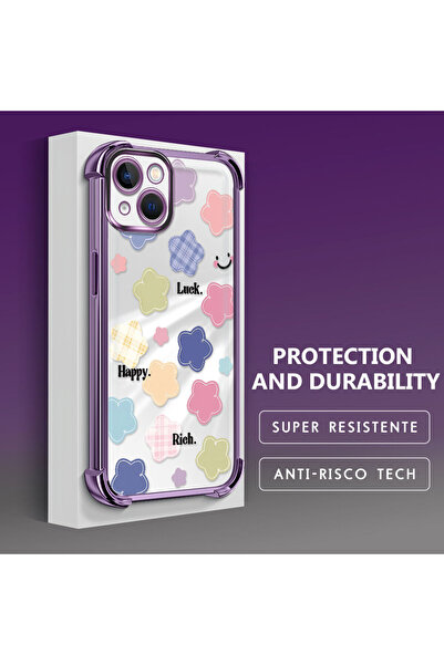 ucuc حافظة هاتف واقية من السيليكون الشفاف بنمط زهرة محظوظة متوافقة مع هاتف iP...