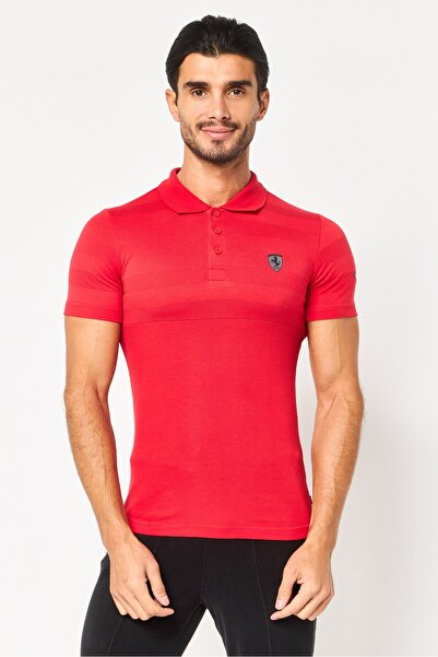 Puma x Ferrari Men Sportswear Fit Short Sleeve Outdoor Polo Shirt, Red