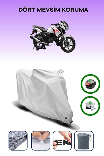 Breen حقيبة خلفية رمادية اللون ومتوافقة مع غطاء المحرك المتوافق مع TVS Apache RTR 160