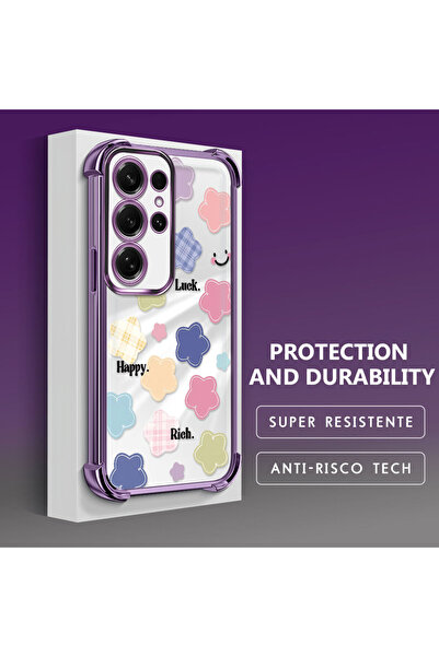 ucuc جراب هاتف واقي من السيليكون الشفاف بنمط الزهور المحظوظة متوافق مع هاتف س...