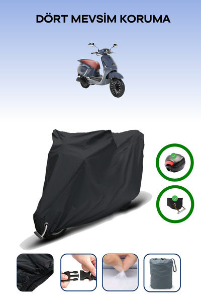 Breen Black Rear Bag and Lock Compatible Rks Dark Blue 125 Compatible Motorcy...