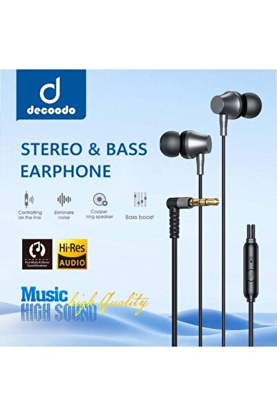 Decoodo سماعة أذن سلكية ستيريو داخلية مع مقبس 3.5 ملم - مكالمات واضحة وجهير عميق