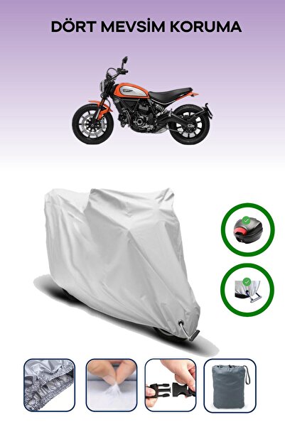 Breen حقيبة خلفية رمادية اللون ومتوافقة مع قماش المحرك المتوافق مع دوكاتي سكرامبلر أيكون