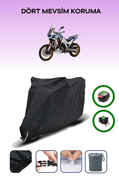 Breen حقيبة خلفية سوداء وقفل متوافقان مع هوندا CRF1100L أفريكا توين، قماش متوافق مع المحرك