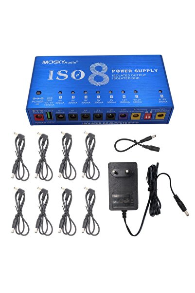 Choice1 EU plug MOSKY ISO-8 Pedal Power Supply w/9-Channel Independent Short ...