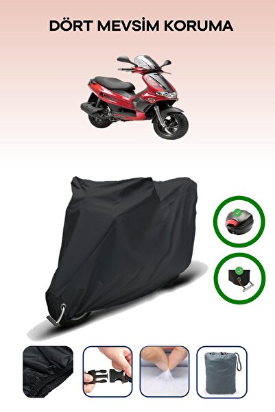 Breen Black Rear Bag and Lock Compatible Gilera Runner 180 Compatible Motorcycle Tarpaulin