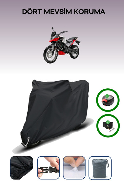 Breen Siyah Arka Çanta ve Kilit Uyumlu SYM NH T 200 E5 Uyumlu Motor Brandası