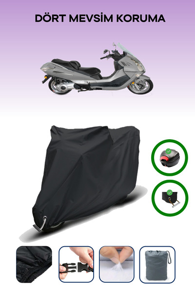 Breen Black Rear Bag and Lock Compatible Cfmoto Jet Max Compatible Motor Tarp...
