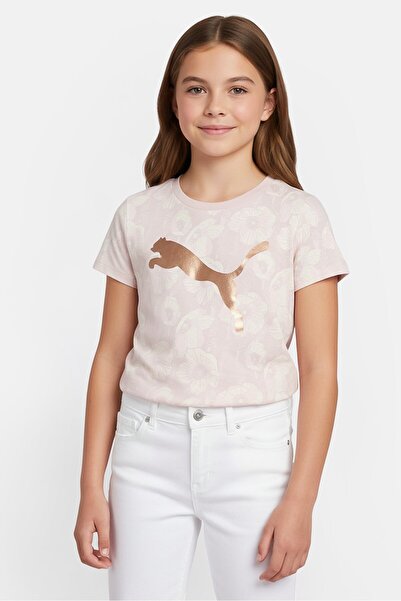 Puma تي شيرت رياضي بأكمام قصيرة مناسب للأنشطة الخارجية للبنات، متعدد الألوان