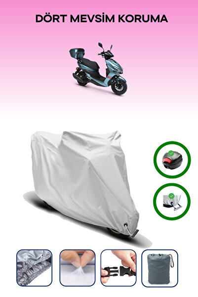 Breen Gray Rear Bag and Lock Compatible Kuba Pesaro 50 X Compatible Motorcycle Tarpaulin