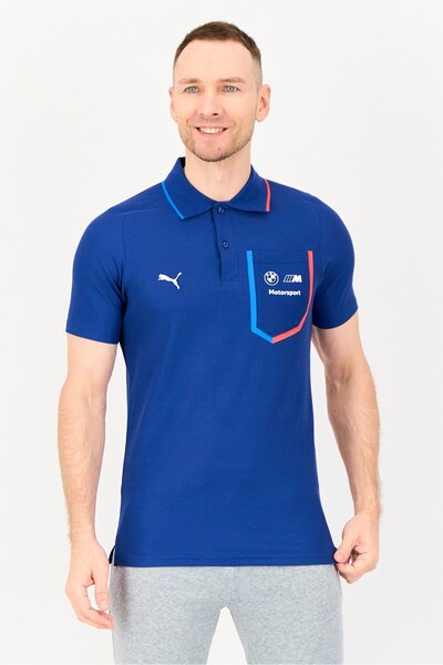 Puma x BMW Motorsport Men Sportswear Fit Short Sleeve Outdoor Polo Shirt, Blue