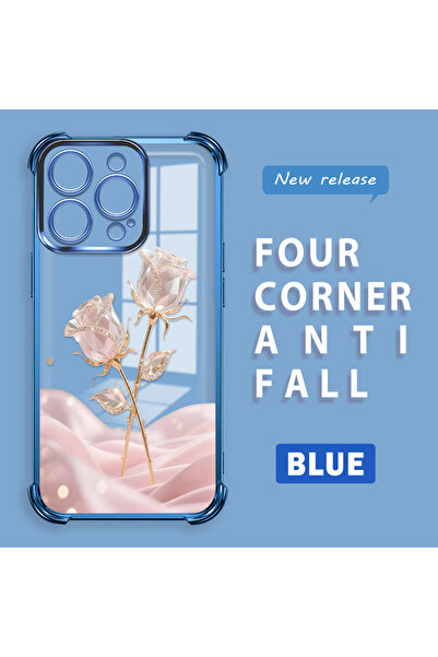 ucuc غطاء حماية شفاف من السيليكون بلون الوردي الرومانسي متوافق مع آيفون 16 برو