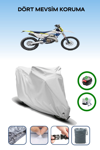 Breen حقيبة خلفية رمادية اللون ومتوافقة مع قماش المحرك المتوافق مع Husqvarna TE 250i