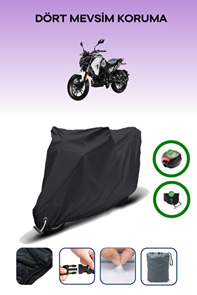 Breen Black Rear Bag and Lock Compatible Sym Nh X 125 Compatible Motorbike Tarpaulin