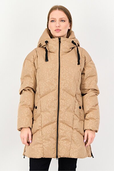 Geox Women Allover Print Parka jacket, Brown