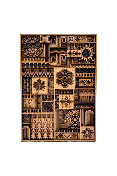 Lazer Kesim Ahşap Tablo - Geometrik Motif