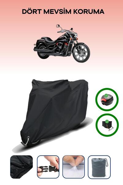 Breen حقيبة خلفية سوداء وقفل متوافقان مع قماش المحرك المتوافق مع كاواساكي VN 900