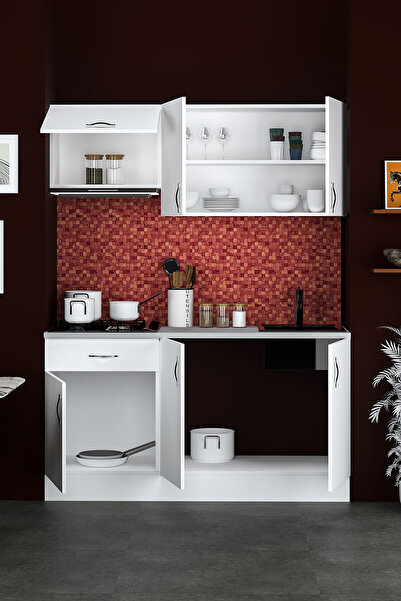 Fly Mobilya 160 cm Beyaz Hazır Mutfak Dolabı