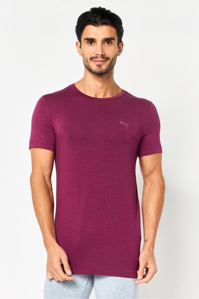 Puma Men Brand Logo Fit Short Sleeve Sleepwear T-shirt, Maroon