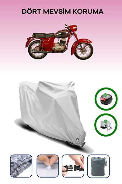 Breen Gray Rear Bag and Lock Compatible Jawa 250 Ceylan Compatible Motorcycle Tarpaulin