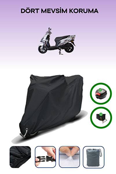 Breen Black Rear Bag and Lock Compatible Falcon Mocco 50 Compatible Motorcycle Tarpaulin