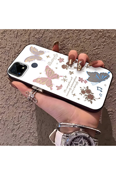 Hontinga حافظة هاتف متوافقة مع هاتف Realme C25، حافظة على شكل فراشة مضادة للص...