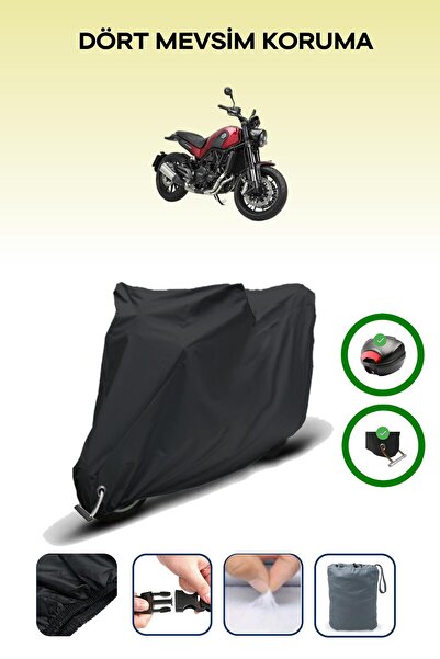 Breen Black Rear Bag and Lock Compatible Benelli Leoncino 250 Compatible Moto...