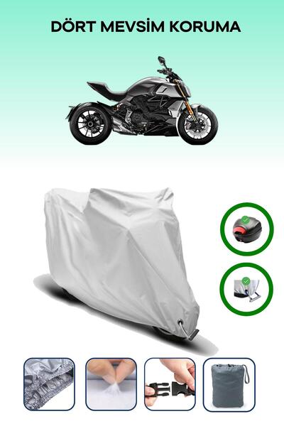 Breen حقيبة خلفية رمادية اللون ومتوافقة مع قماش المحرك المتوافق مع Ducati Diavel 1260 S