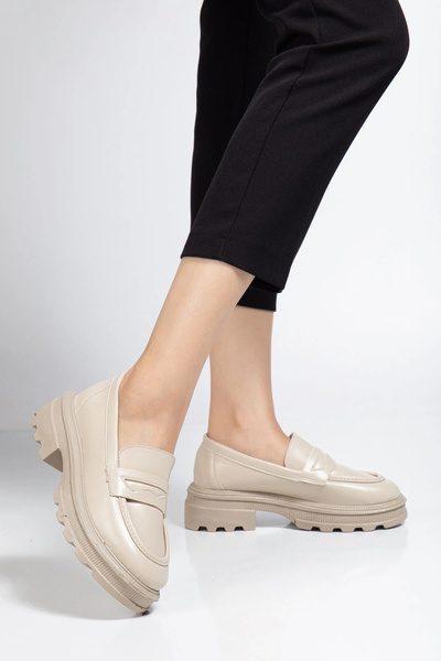 serkanseyyid idimilla 746-759 Μπεζ παπούτσια Loafer με ψηλή σόλα Yanki