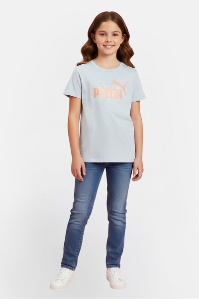 Puma Kids Girl Short Sleeve Outdoor T-Shirt, Pale Blue