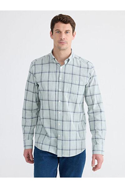 LC Waikiki Rmz Gi̇yi̇m Farkiyla Standard Fit Checkered Embroidered Poplin Men...