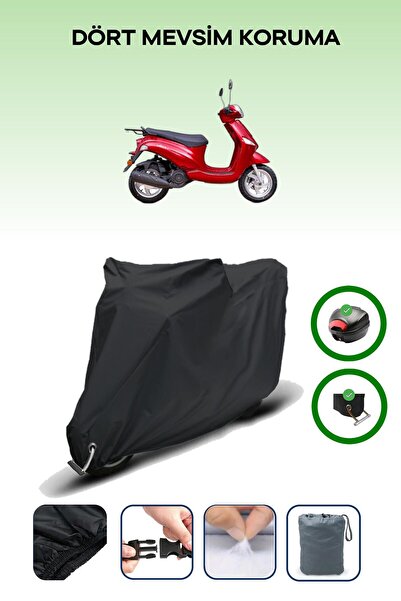 Breen Black Rear Bag and Lock Compatible Kanuni Wiki 125 Compatible Motorcycle Cover