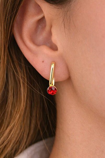 charmove ile kendinizi şımartın Xuping Kadın Kırmızı Taşlı Minimal Altın Renk...