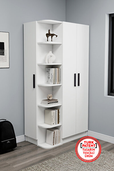 ARNETTİ Linda 3 Kapaklı Raflı Genç Odası Gardırop, Beyaz - Linda