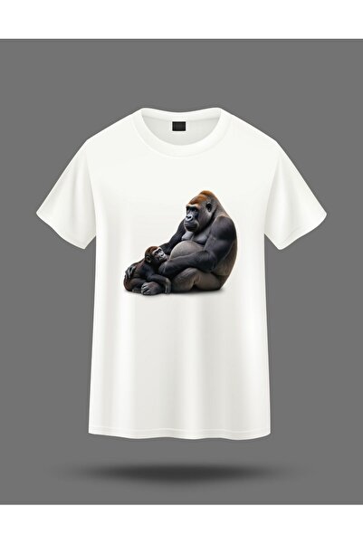 karaoğlu تي شيرت غوريلا وصغير غوريلا القرد مطبوع