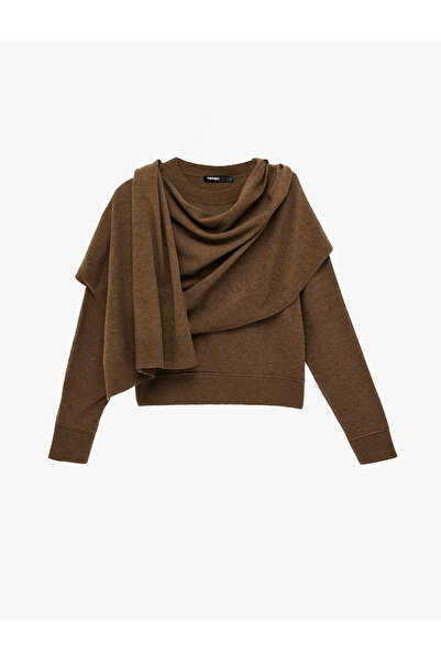 Koton Uzun Kollu Yuvarlak Şal Yaka Triko Kazak