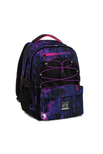 Mitama Rucsac, 3 compartimente, design violet și negru, 43 x 32 x 22 cm