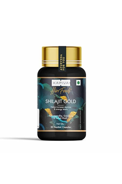 KAPİVA كبسولات شيلاجيت الذهبية مع ذهب عيار 24، تعزز القدرة على التحمل - 30 كبسولة
