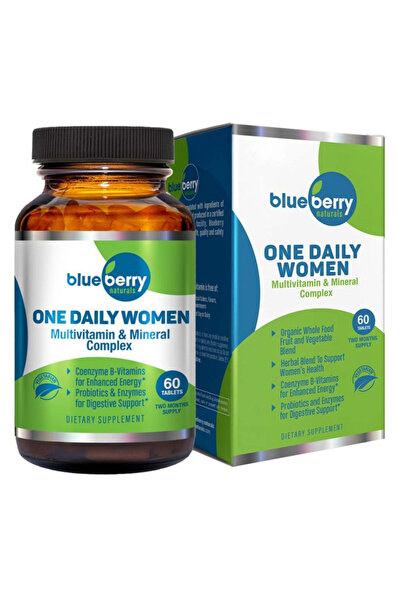 Blueberry أقراص ناتشورالز اليومية للنساء مع الفيتامينات والمعادن المتعددة، عبوة من 60 قرصًا