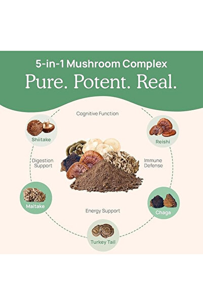 Real Mushrooms قم بزيارة المتجر 5 Defenders Mushroom Blend، 500 غرام (90 كبسولة)