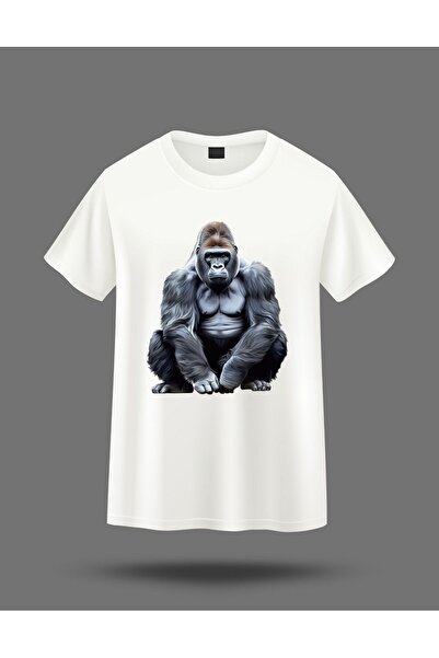 karaoğlu تي شيرت الغوريلا الجالس الغاضب مطبوع