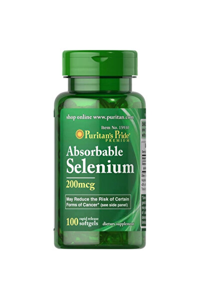 Puritan's Pride سيلينيوم قابل للامتصاص، 200 ميكروغرام، كبسولات هلامية، 100 قطعة