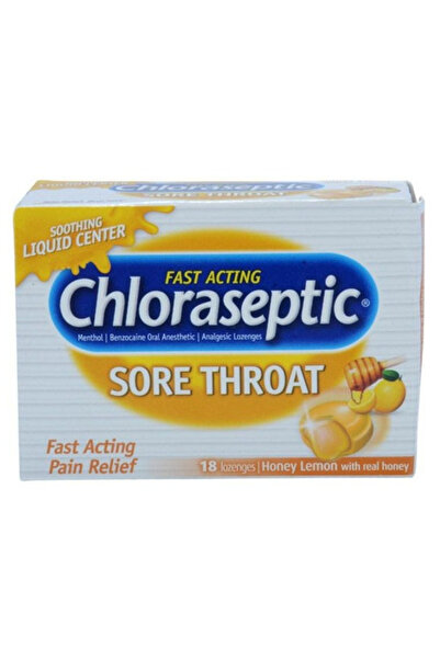 chloraseptic معينات، سائل العسل والليمون، 18 قطعة