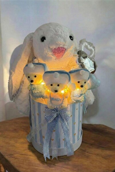 Sole Led Işıklı Özel Kutuda Uyku Arkadaşı Bunny Peluş Tavşan ile Yeni Doğan H...