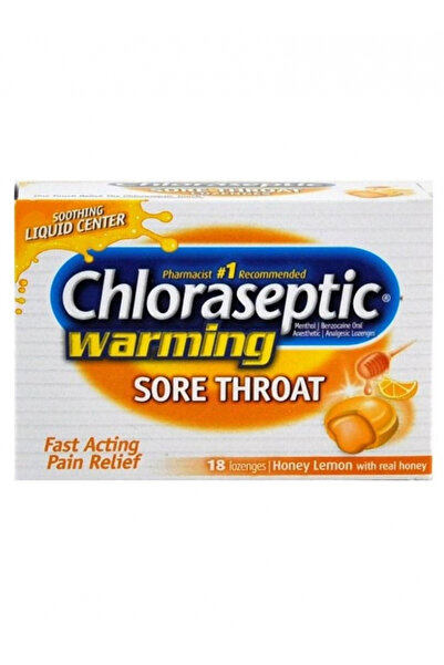 chloraseptic معينات دافئة بالعسل والليمون، 18 قطعة